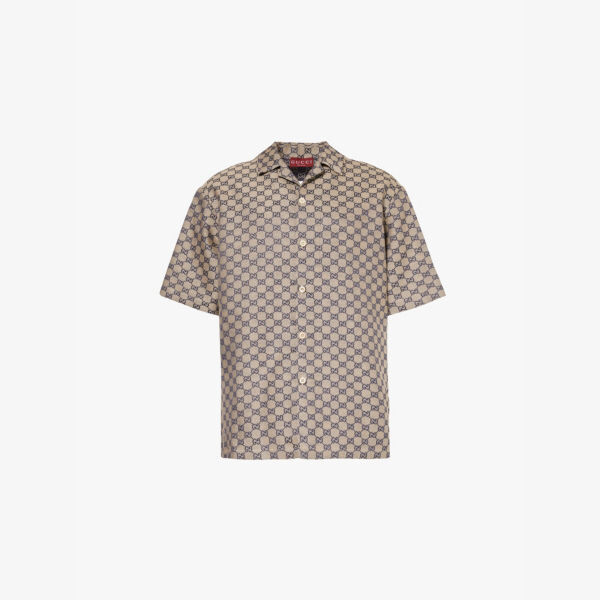 Рубашка классического кроя из льняной смеси с узором «монограмма» Gucci, голубой
Рубашка классического кроя из льняной смеси с узором «монограмма» Gucci, голубой