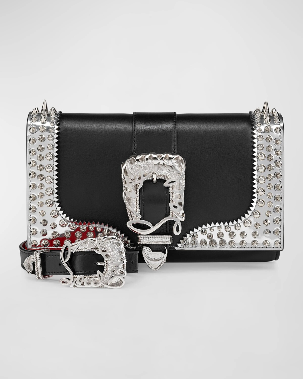 Кожаный клатч Giddy Paloma с пряжкой и шипами Christian Louboutin, черный/серебряный
Кожаный клатч Giddy Paloma с пряжкой и шипами Christian Louboutin, черный/серебряный