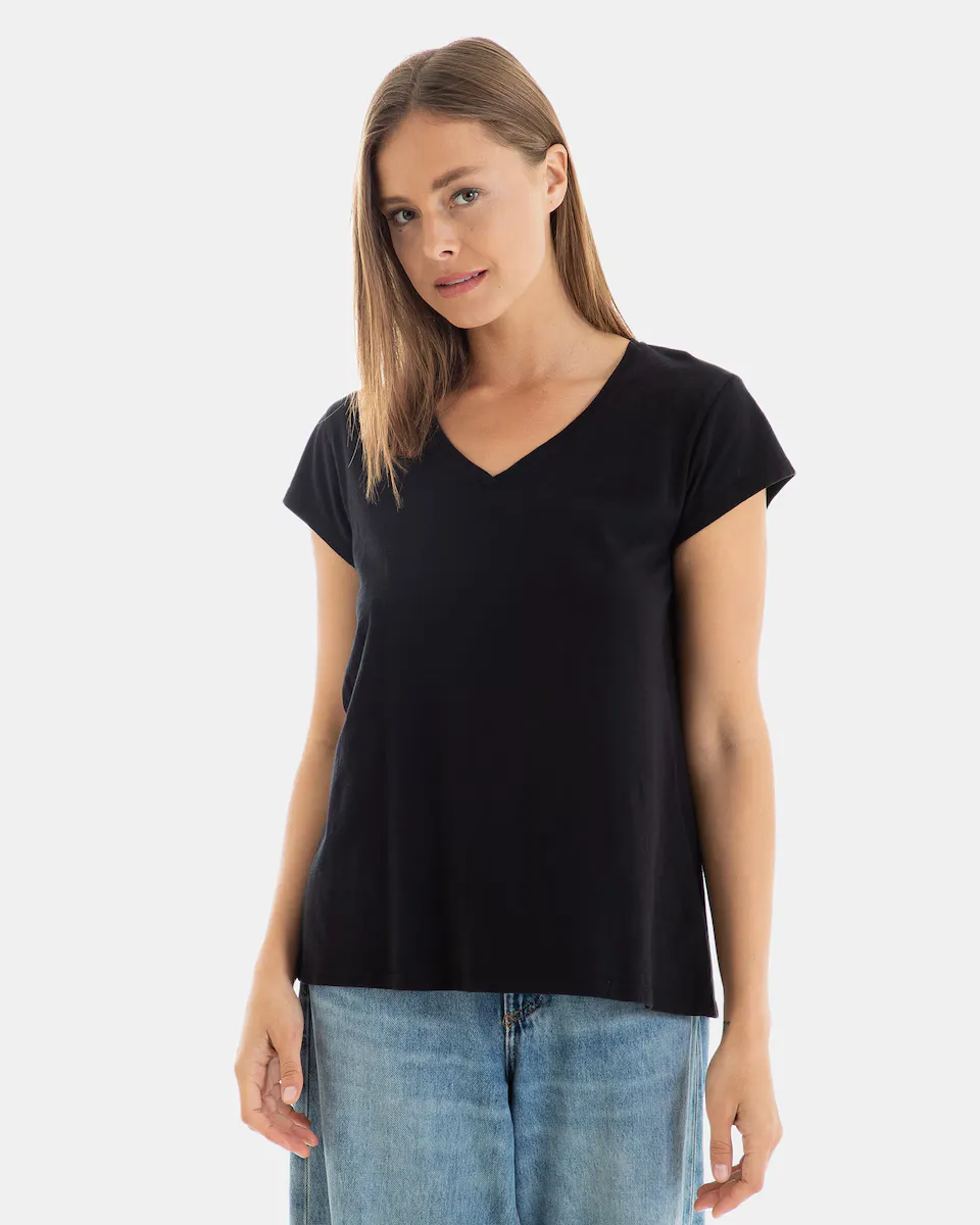 Женская футболка 100% хлопок с коротким рукавом Massana, черный
Женская футболка 100% хлопок с коротким рукавом Massana, черный