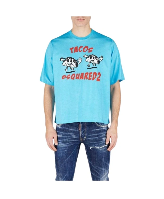 Бирюзовая хлопковая футболка Dsquared2, синий
Бирюзовая хлопковая футболка Dsquared2, синий