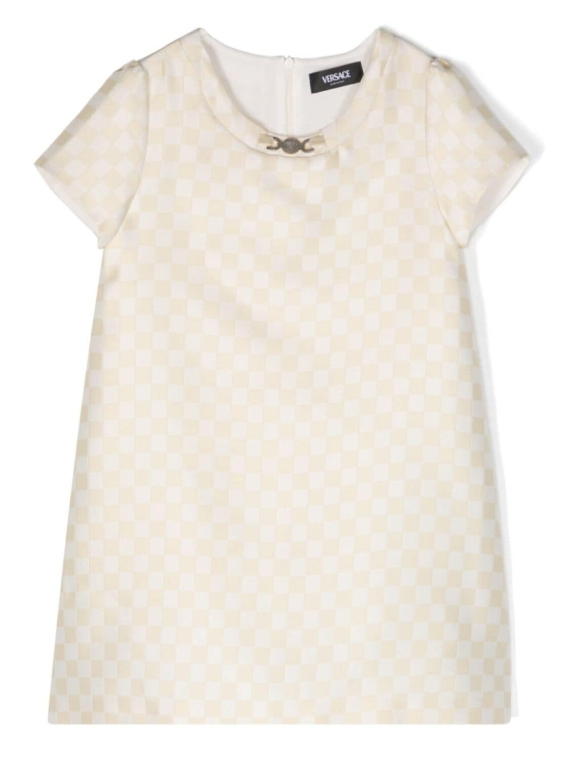 Versace Kids атласное платье-трапеция в шахматную клетку, нейтральный цвет
Versace Kids атласное платье-трапеция в шахматную клетку, нейтральный цвет