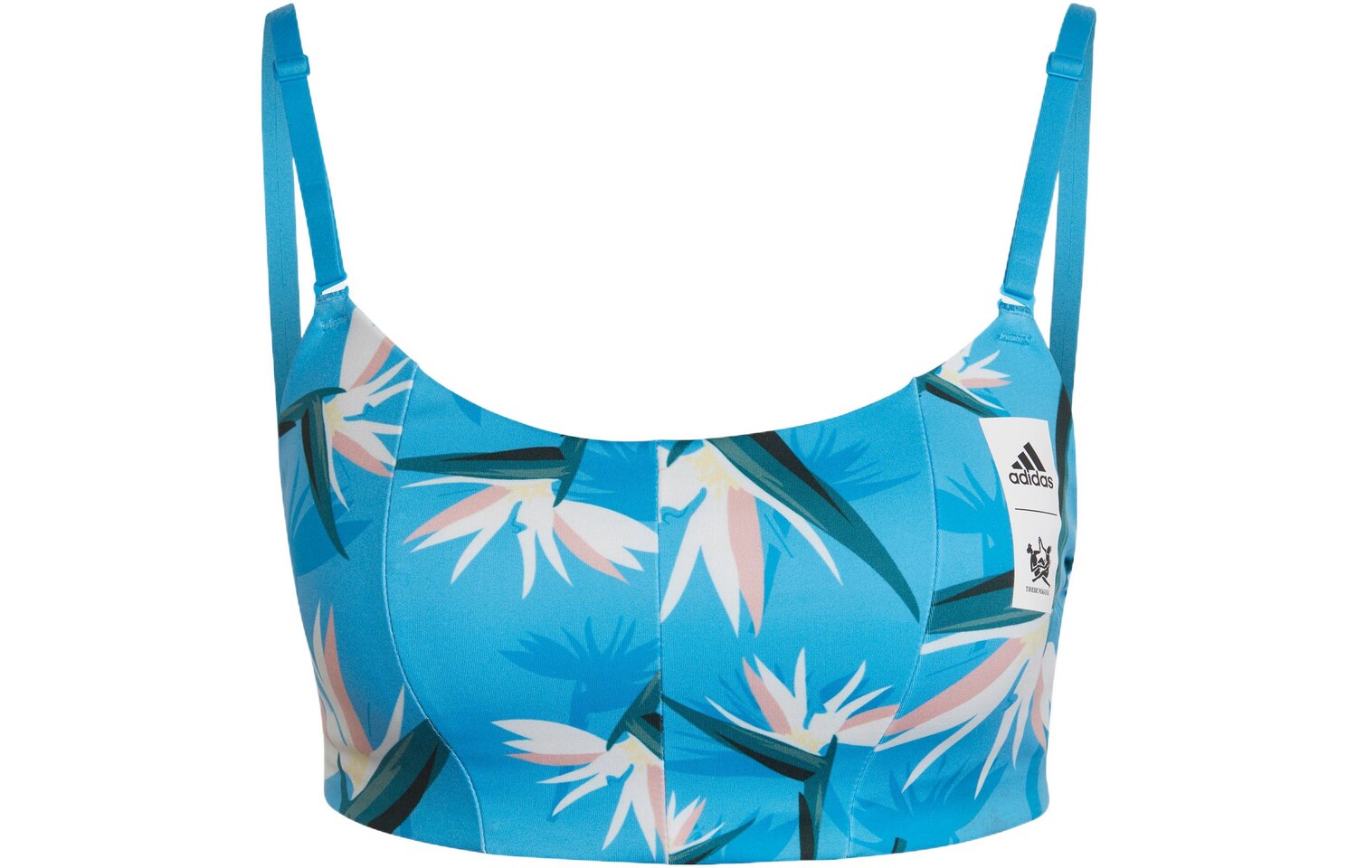 Спортивный топ Adidas Thebe Magugu Studio Light-Support Bra, голубой 
Спортивный топ Adidas Thebe Magugu Studio Light-Support Bra, голубой