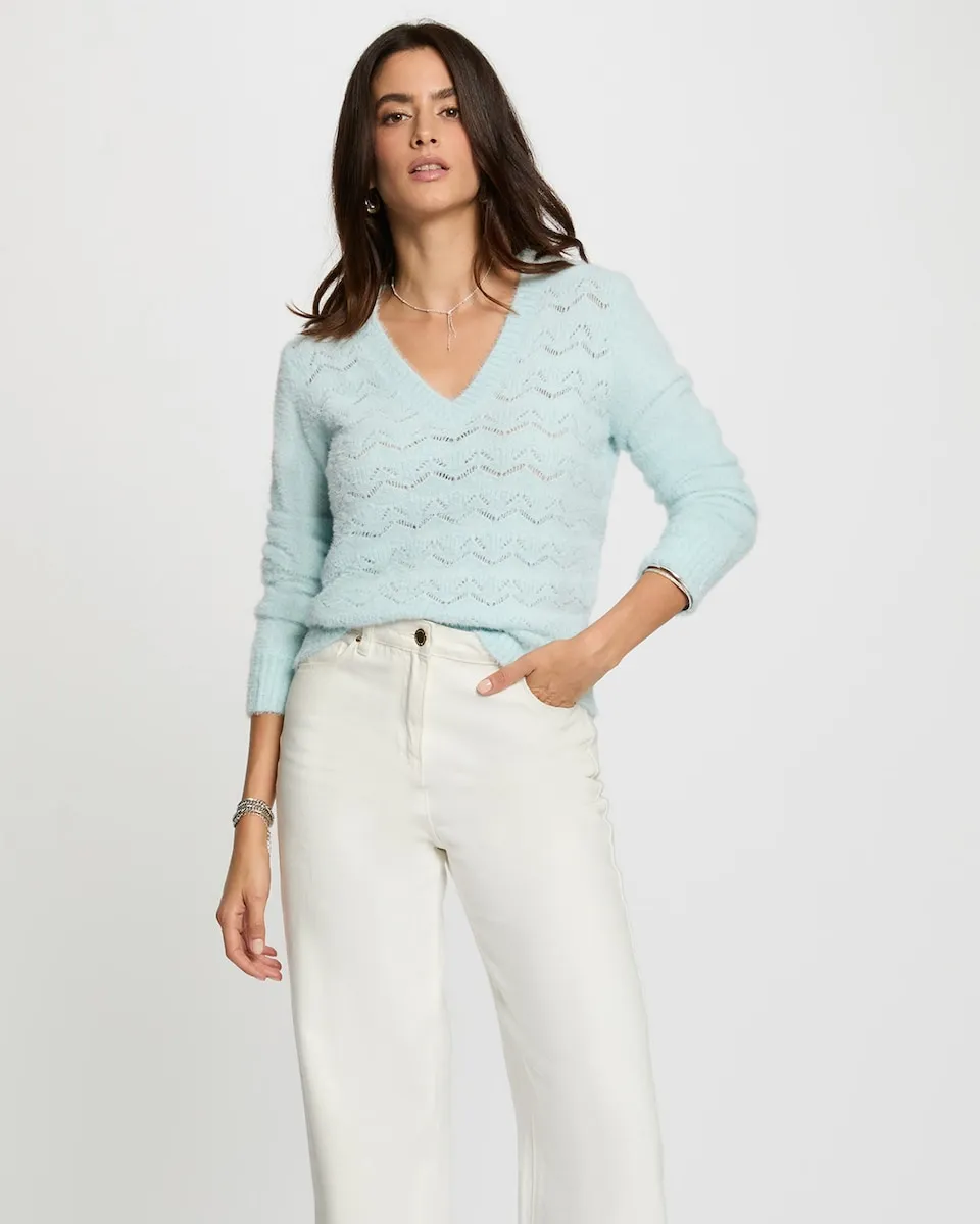 Женский джемпер с V-образным вырезом Morgan, светло-голубой
Женский джемпер с V-образным вырезом Morgan, светло-голубой