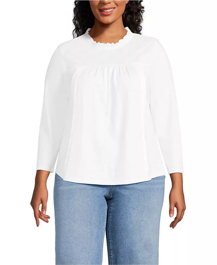 Женский топ больших размеров из хлопка с рукавами 3/4 и кружевной отделкой Lands' End, белый
Женский топ больших размеров из хлопка с рукавами 3/4 и кружевной отделкой Lands' End, белый