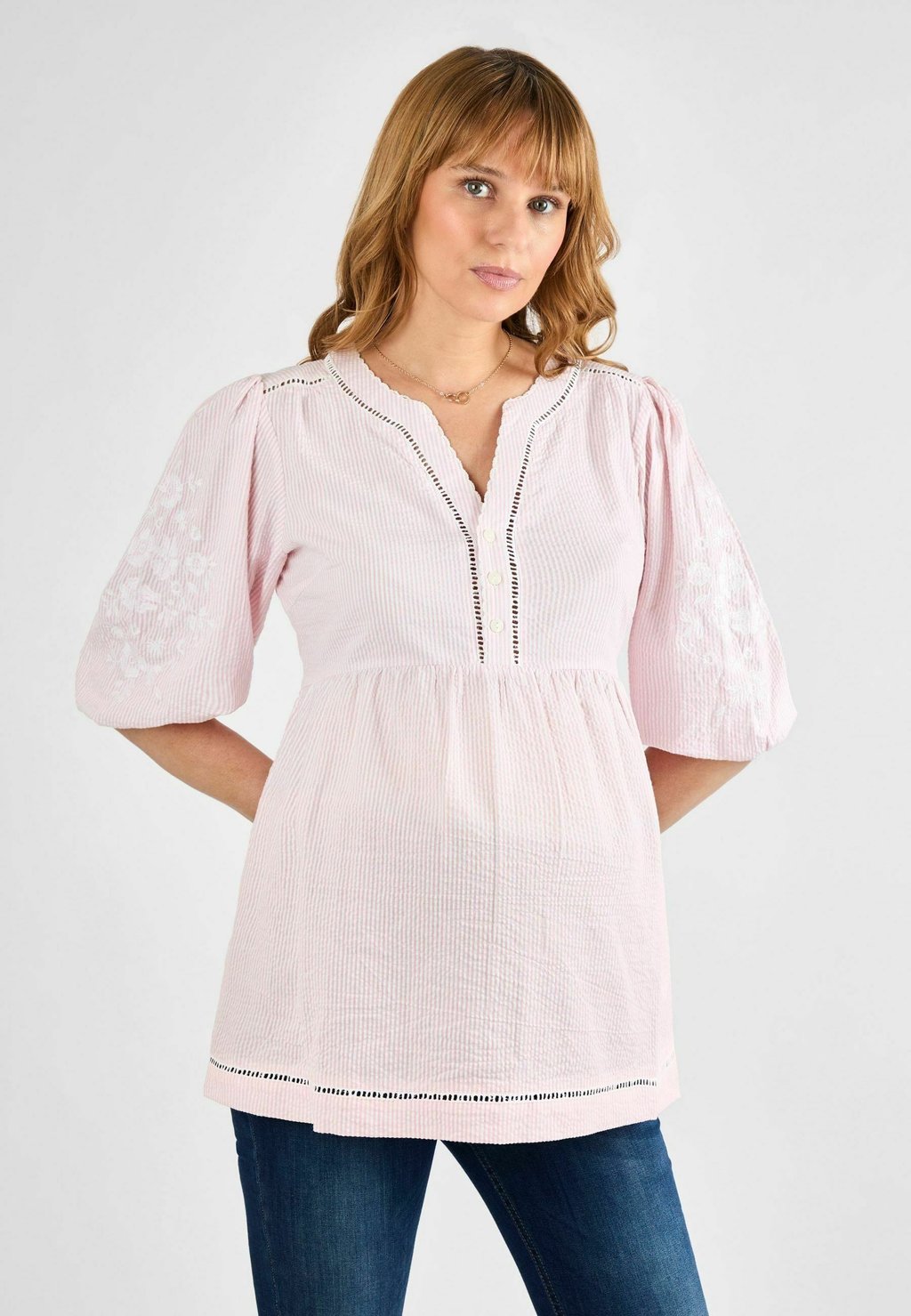 Блуза MATERNITY FIT - STRIPE EMBROIDERED JoJo Maman Bébé, розовый 
Блуза MATERNITY FIT - STRIPE EMBROIDERED JoJo Maman Bébé, розовый