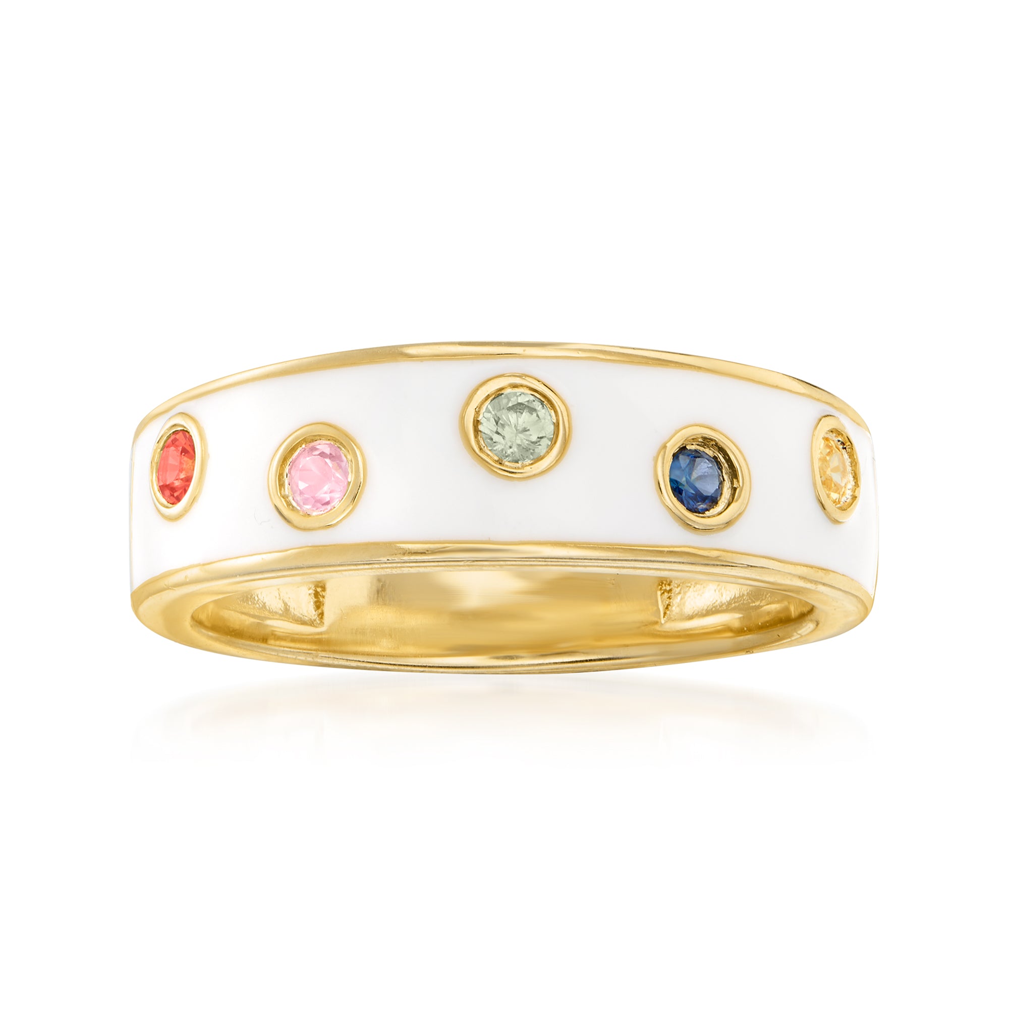 Кольцо Ross-Simons с разноцветными сапфирами и белой эмалью из 18-каратного золота поверх стерлингового серебра Ross-Simons, Multi
Кольцо Ross-Simons с разноцветными сапфирами и белой эмалью из 18-каратного золота поверх стерлингового серебра Ross-Simons, Multi