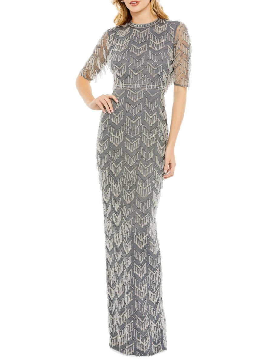 Платье-колонна с бахромой из бисера Mac Duggal, угольный
Платье-колонна с бахромой из бисера Mac Duggal, угольный