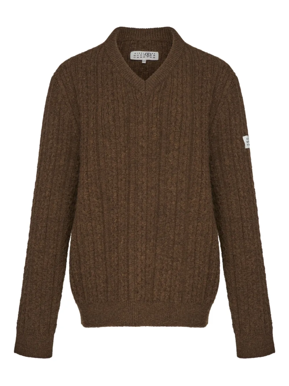 Свитер в рубчик с V-образным вырезом MM6 Maison Margiela, коричневый
Свитер в рубчик с V-образным вырезом MM6 Maison Margiela, коричневый