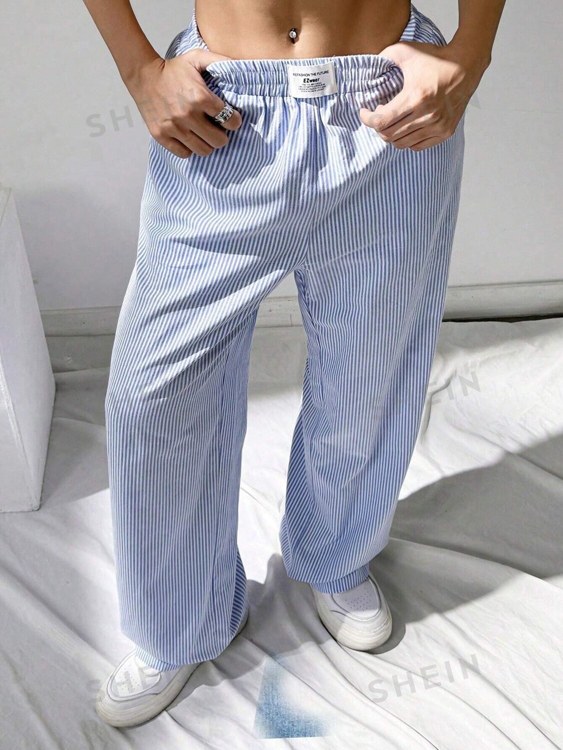 EZwear Летние повседневные свободные полосатые брюки больших размеров Shein, мультиколор
EZwear Летние повседневные свободные полосатые брюки больших размеров Shein, мультиколор