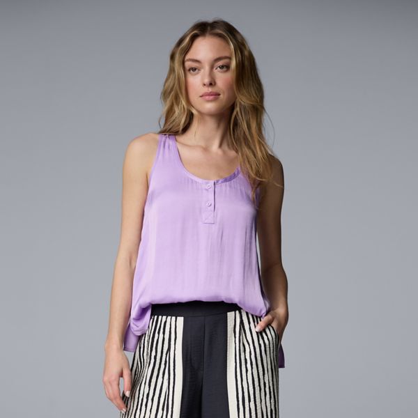 Женский струящийся топ-блузон Henley Simply Vera Vera Wang, цвет lilac flower 
Женский струящийся топ-блузон Henley Simply Vera Vera Wang, цвет lilac flower