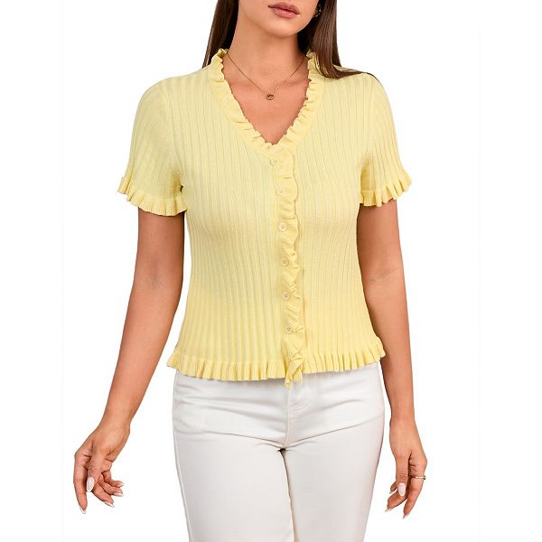 Женский кардиган с воротником v-образной формы и короткими рукавами Boddysize, Light Yellow
Женский кардиган с воротником v-образной формы и короткими рукавами Boddysize, Light Yellow