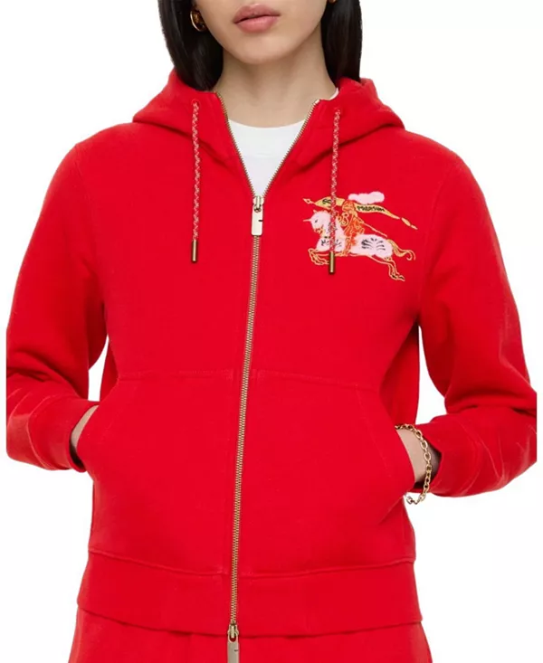 Хлопковая толстовка на молнии Burberry, красный
Хлопковая толстовка на молнии Burberry, красный