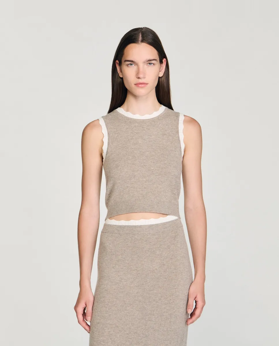 Женский вязаный свитер с высоким воротником Sandro, бежевый/белый
Женский вязаный свитер с высоким воротником Sandro, бежевый/белый