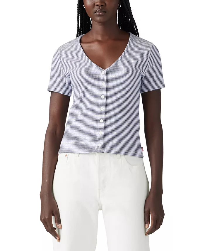 Женский топ Muse с короткими рукавами на пуговицах Levi's, синий
Женский топ Muse с короткими рукавами на пуговицах Levi's, синий