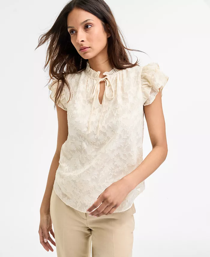 Женская блузка с воланами на рукавах и завязкой на шее Anne Klein, желтый
Женская блузка с воланами на рукавах и завязкой на шее Anne Klein, желтый