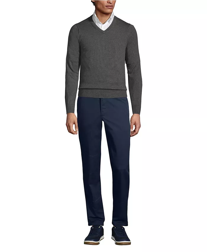 Мужской тонкий вязаный свитер с V-образным вырезом из хлопка и модала Lands' End, серый
Мужской тонкий вязаный свитер с V-образным вырезом из хлопка и модала Lands' End, серый