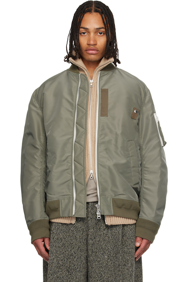 Бомбер из нейлонового твила Sacai, хаки
Бомбер из нейлонового твила Sacai, хаки