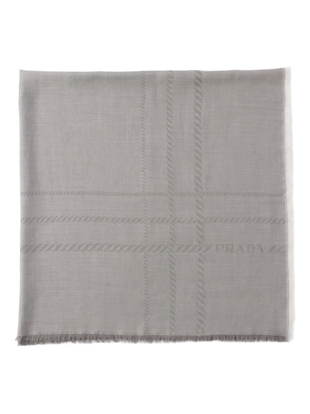 Жаккардовый шарф с бахромой Prada, серый
Жаккардовый шарф с бахромой Prada, серый