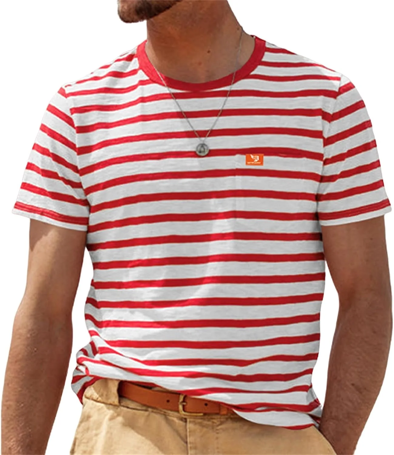 Мужская футболка с коротким рукавом и карманом, Casual, полосатая, Relaxed Fit Wankang
Мужская футболка с коротким рукавом и карманом, Casual, полосатая, Relaxed Fit Wankang