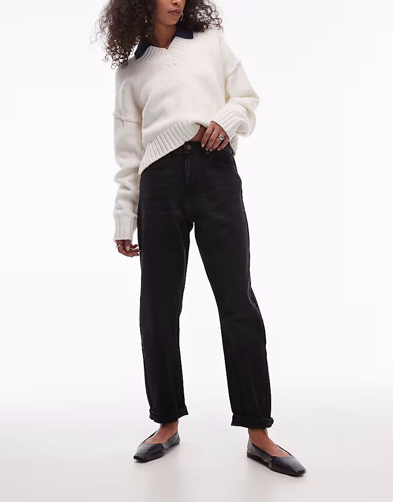 Джинсы Original Mom с высокой талией, черный с потертостями Topshop
Джинсы Original Mom с высокой талией, черный с потертостями Topshop