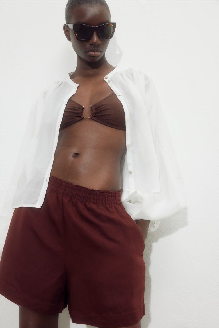 Шорты-Слипоны из смесового льна H&M, коричневый
Шорты-Слипоны из смесового льна H&M, коричневый