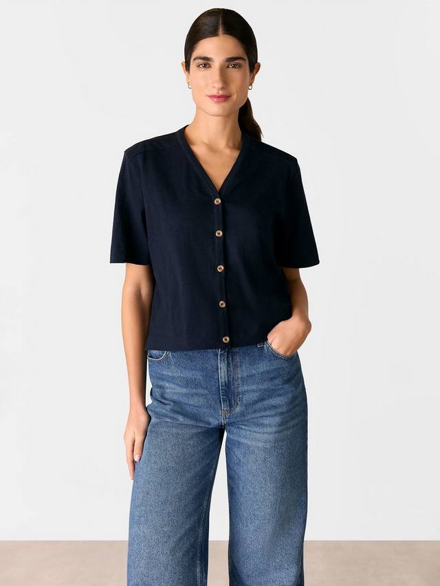Топ с v-образным вырезом и пуговицами ella Whistles, темно-синий
Топ с v-образным вырезом и пуговицами ella Whistles, темно-синий