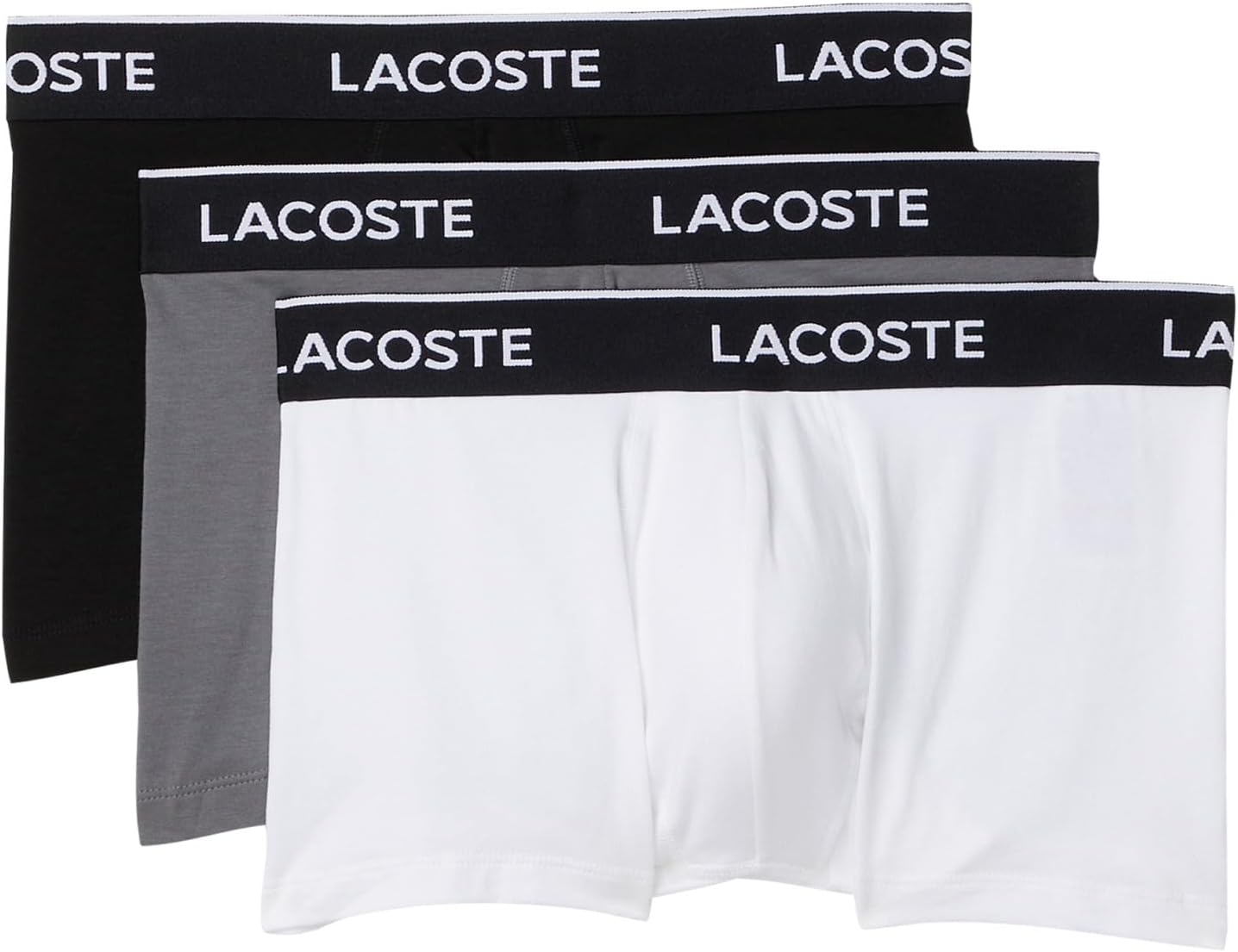 Мужские хлопковые эластичные трусы-боксеры Essentials, упаковка 3 шт. Lacoste, Black/White/Lead Grey
Мужские хлопковые эластичные трусы-боксеры Essentials, упаковка 3 шт. Lacoste, Black/White/Lead Grey
