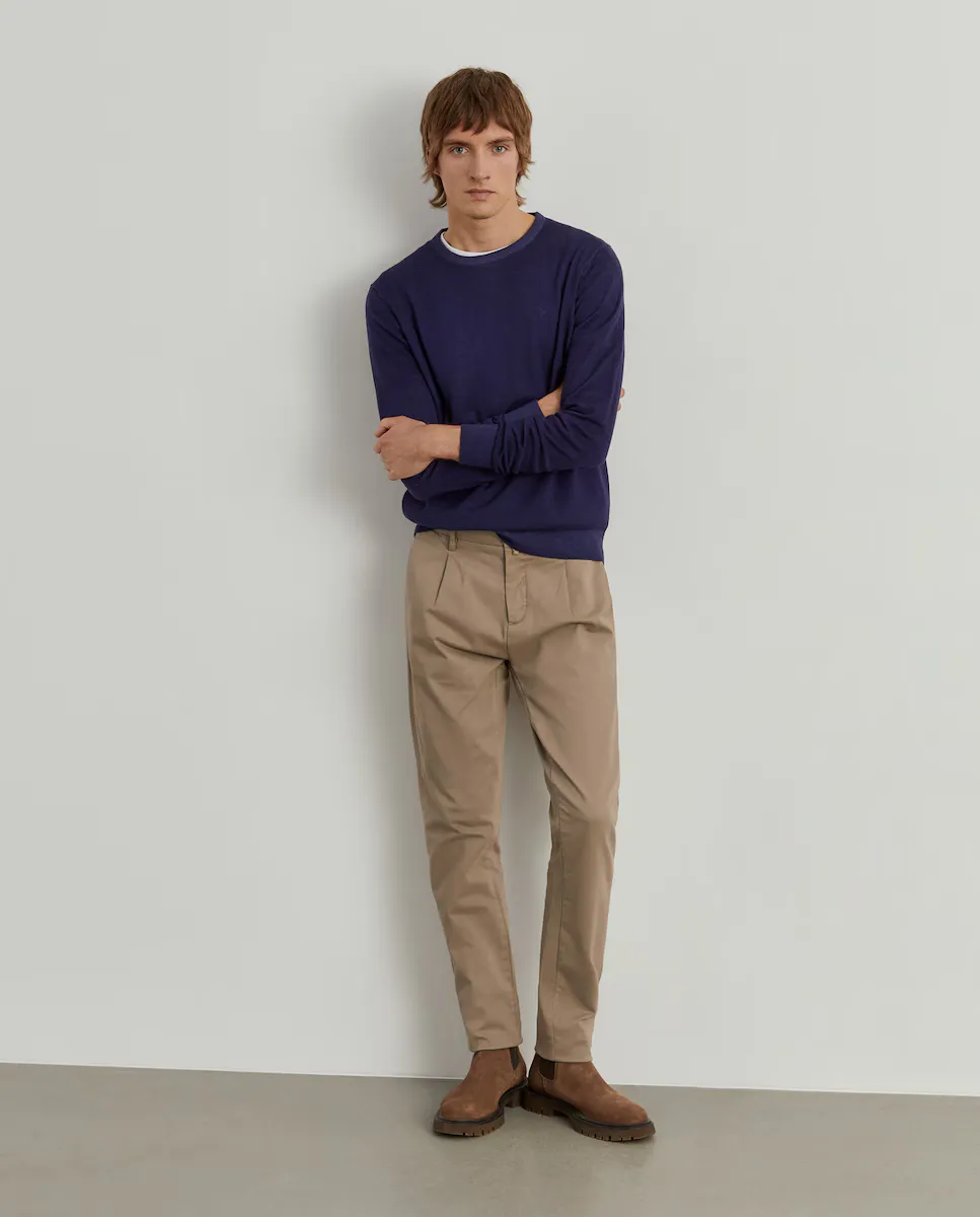 Мужские брюки-чинос прямого кроя со складками бежевого цвета Lion of Porches, бежевый 
Мужские брюки-чинос прямого кроя со складками бежевого цвета Lion of Porches, бежевый