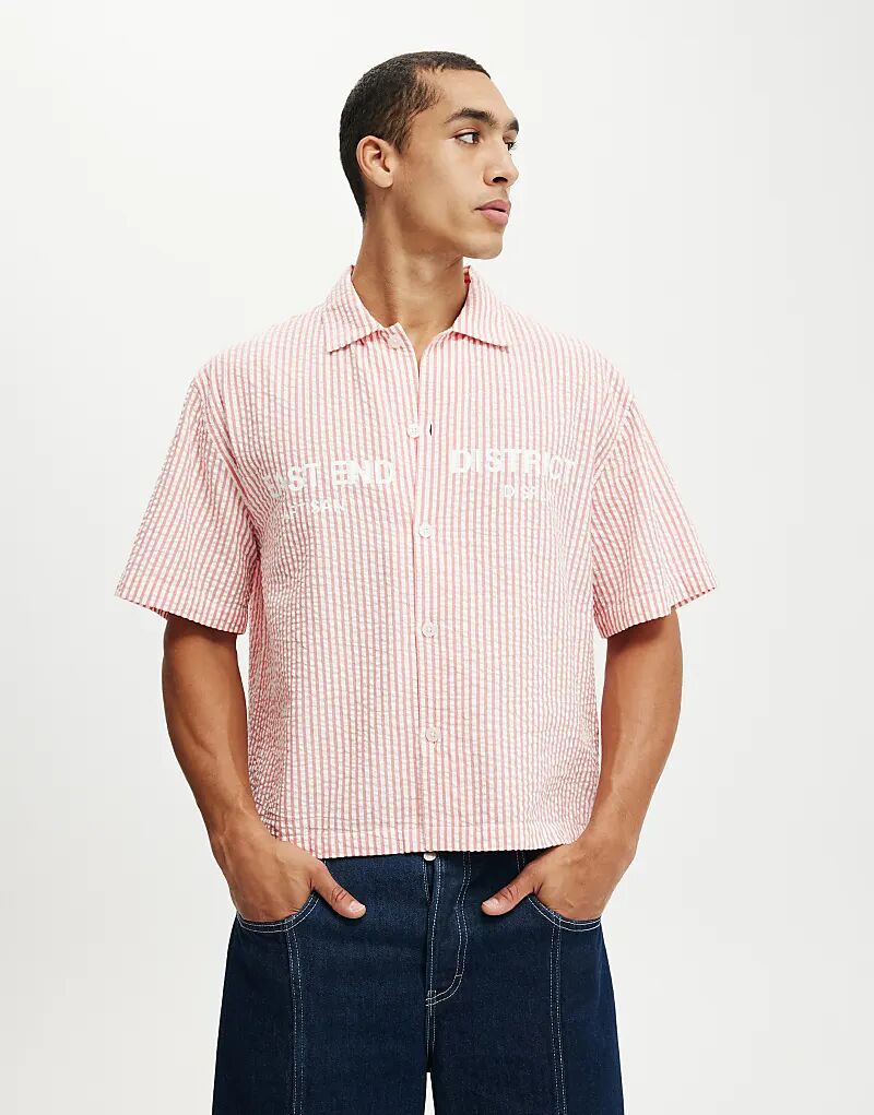 Рубашка Cotton On Ventura с короткими рукавами в коралловую полоску/принт Cotton On 
Рубашка Cotton On Ventura с короткими рукавами в коралловую полоску/принт Cotton On