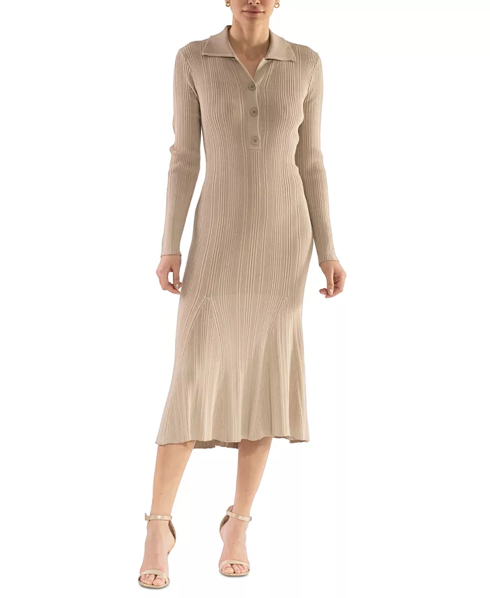Женское ребристое платье миди с длинными рукавами и воротником julia jordan, коричневый/бежевый
Женское ребристое платье миди с длинными рукавами и воротником julia jordan, коричневый/бежевый
