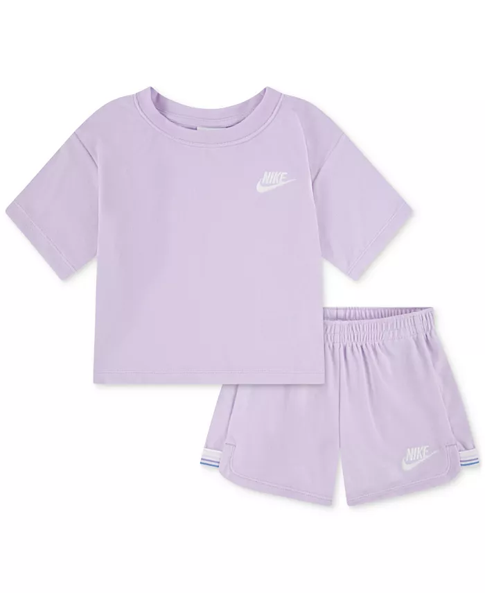 Детский комплект для девочек Let's Roll: футболка и шорты из махровой ткани, 2 предмета Nike, фиолетовый
Детский комплект для девочек Let's Roll: футболка и шорты из махровой ткани, 2 предмета Nike, фиолетовый