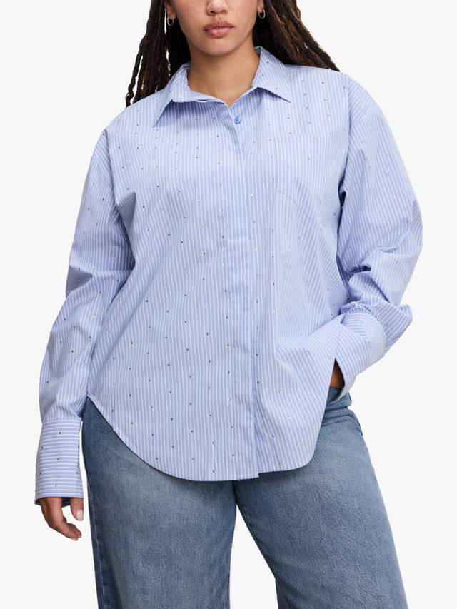 Хлопковая рубашка из поплина в полоску Good American, Blue
Хлопковая рубашка из поплина в полоску Good American, Blue