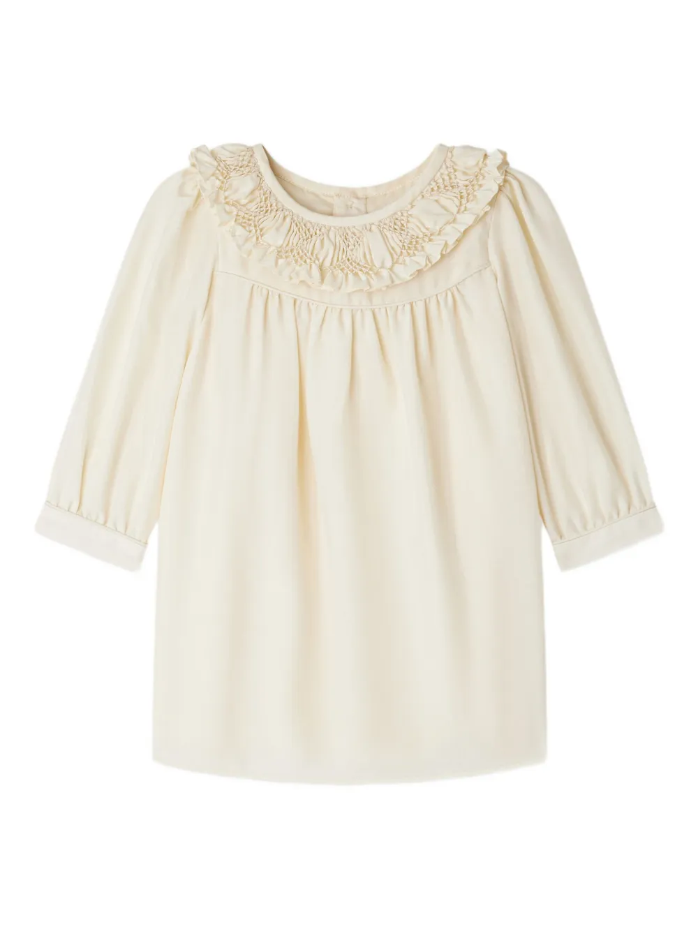 Шелковое платье с оборками Bonpoint, белый