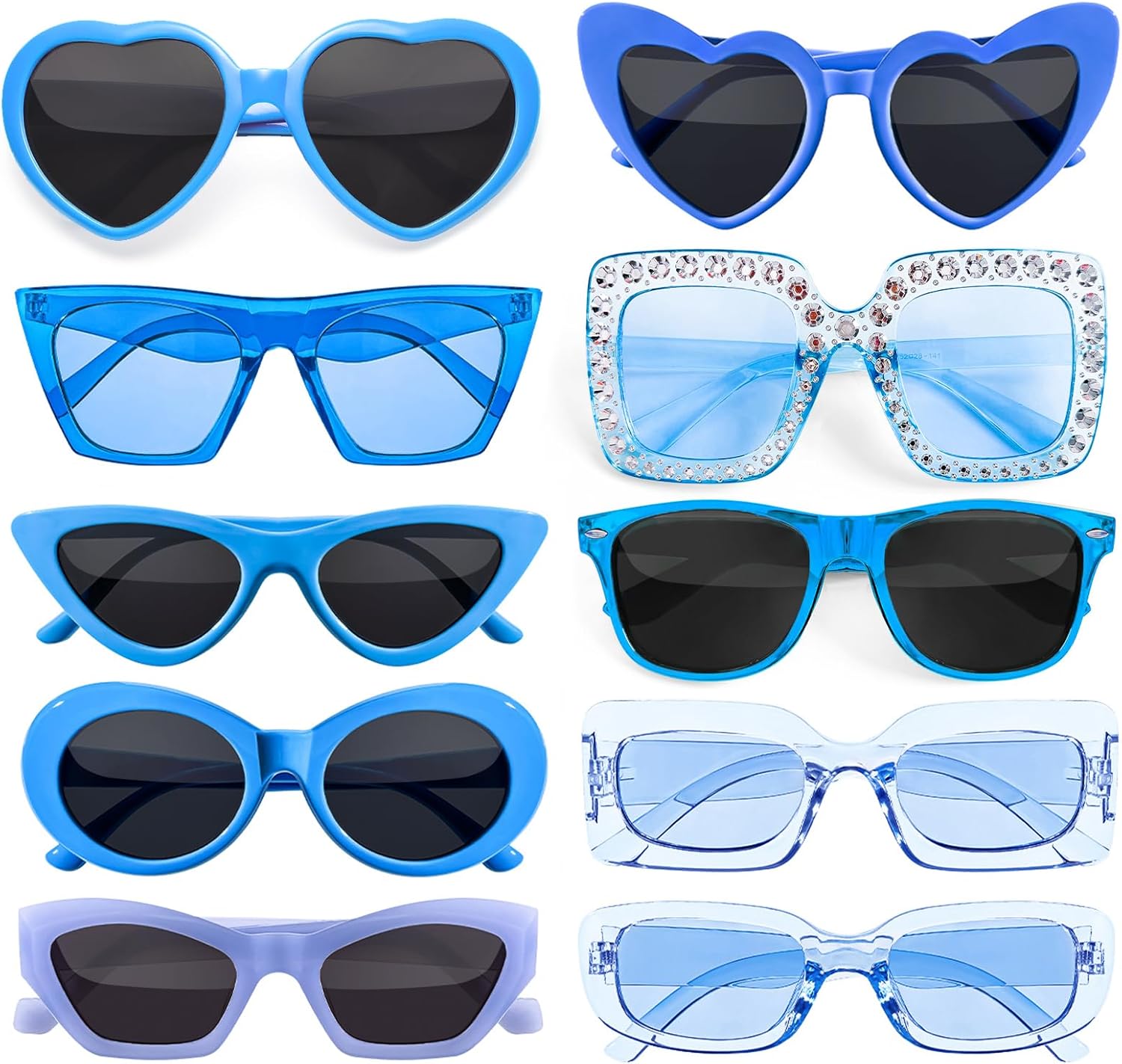 Набор из 10 солнцезащитных очков разных стилей в стиле ретро для женщин/мужчин, идеально подходящих для вечеринок, костюмированных вечеринок и в качестве аксессуаров Geopty, Blue
Набор из 10 солнцезащитных очков разных стилей в стиле ретро для женщин/мужчин, идеально подходящих для вечеринок, костюмированных вечеринок и в качестве аксессуаров Geopty, Blue