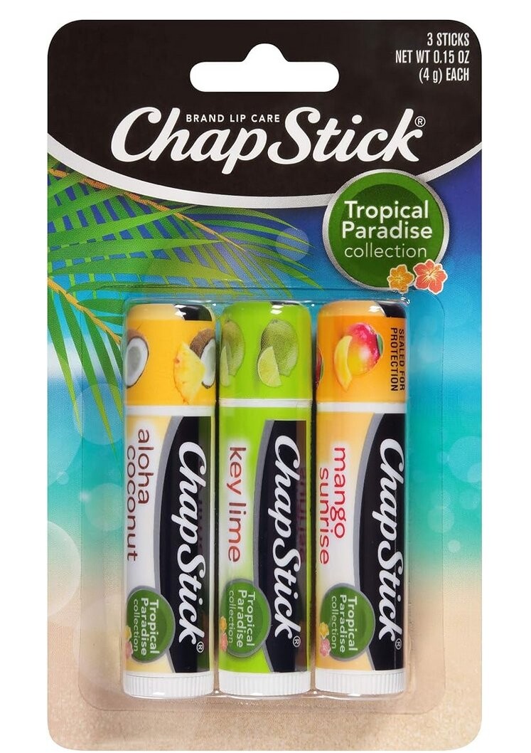 ChapStick, 3 упаковки увлажняющих бальзамов для губ, Тропический рай
ChapStick, 3 упаковки увлажняющих бальзамов для губ, Тропический рай