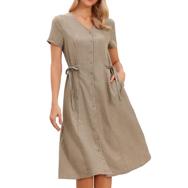 Летнее платье для женщин с пуговицами, v-образным вырезом, короткими рукавами и поясом на шнурке Inspire Chic
Летнее платье для женщин с пуговицами, v-образным вырезом, короткими рукавами и поясом на шнурке Inspire Chic