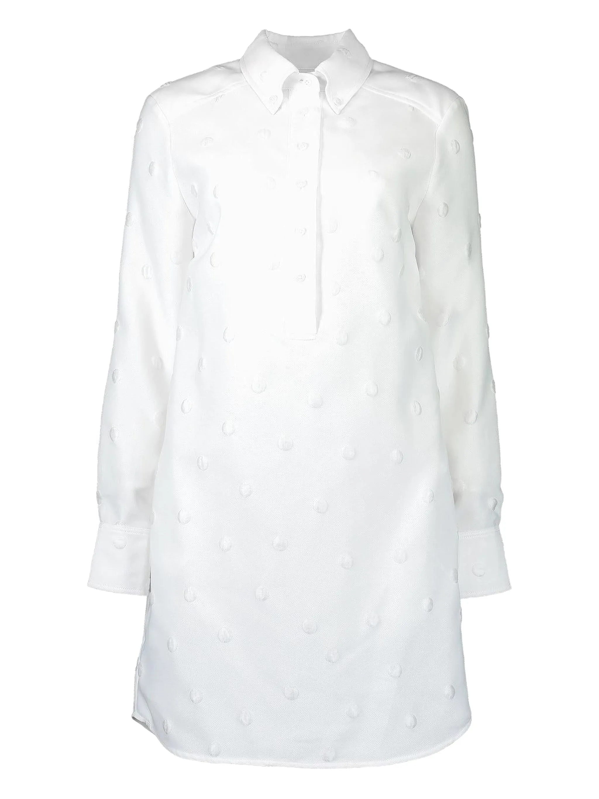 Платье-рубашка в текстурированный горошек от Lola Brandon Maxwell, белый
Платье-рубашка в текстурированный горошек от Lola Brandon Maxwell, белый