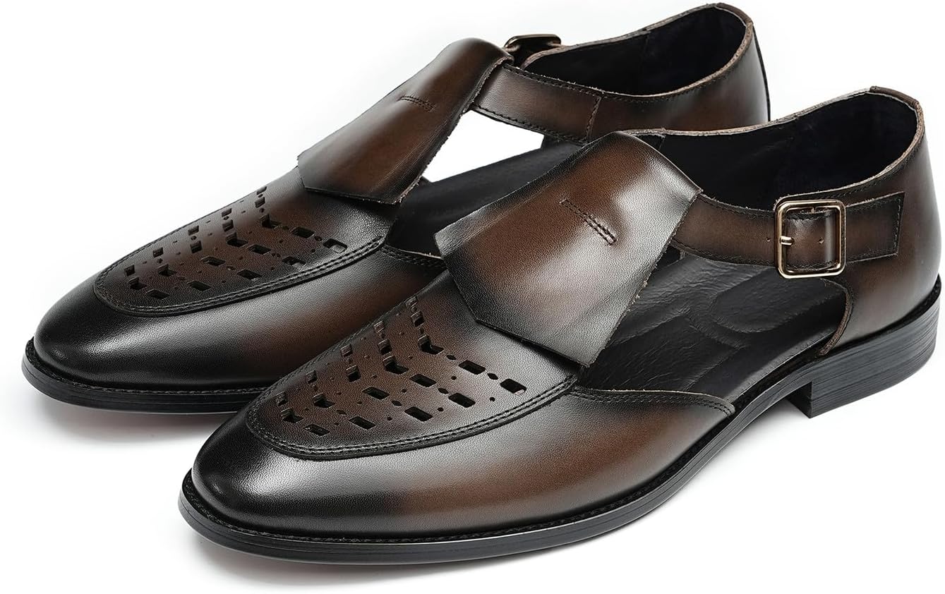 Мужские сандалии Santimon из кожи, туфли для делового и повседневного стиля, модные, удобные, дышащие, с закрытым носком и пряжкой, летняя обувь, Coffee
Мужские сандалии Santimon из кожи, туфли для делового и повседневного стиля, модные, удобные, дышащие, с закрытым носком и пряжкой, летняя обувь, Coffee