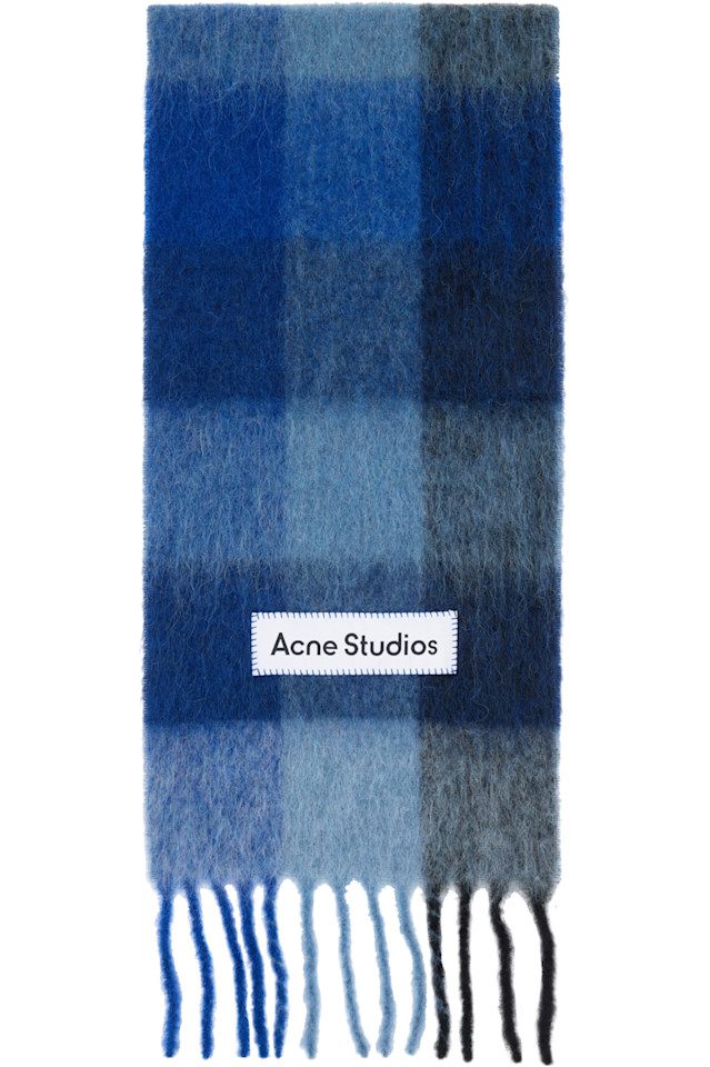 Acne Studios Синий мохеровый клетчатый шарф
Acne Studios Синий мохеровый клетчатый шарф
