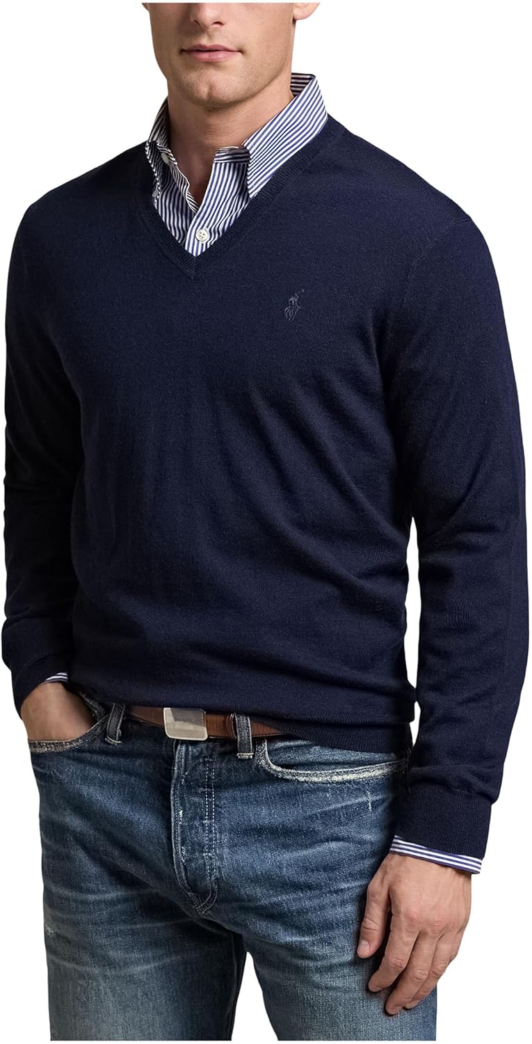 Polo Ralph Lauren мужской стираемый шерстяной свитер с V-образным вырезом, Hunter Navy 1
Polo Ralph Lauren мужской стираемый шерстяной свитер с V-образным вырезом, Hunter Navy 1