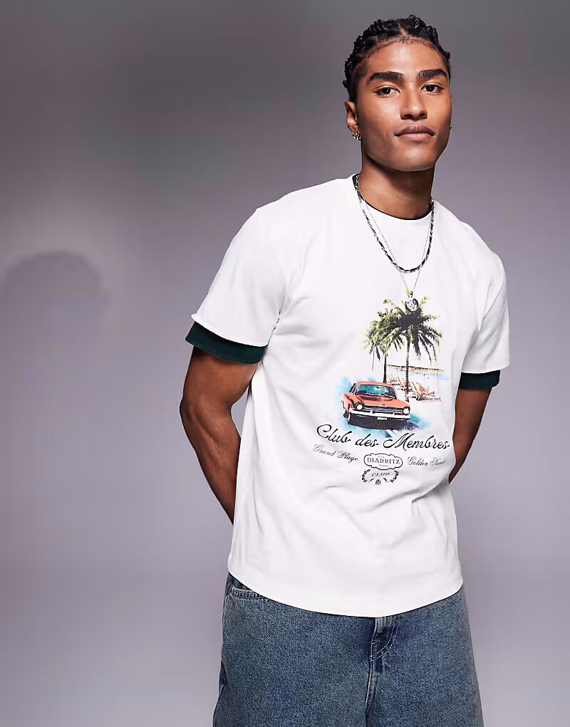 Футболка свободного кроя ASOS DESIGN с двухслойными рукавами и принтом автомобиля в кремовом цвете
Футболка свободного кроя ASOS DESIGN с двухслойными рукавами и принтом автомобиля в кремовом цвете