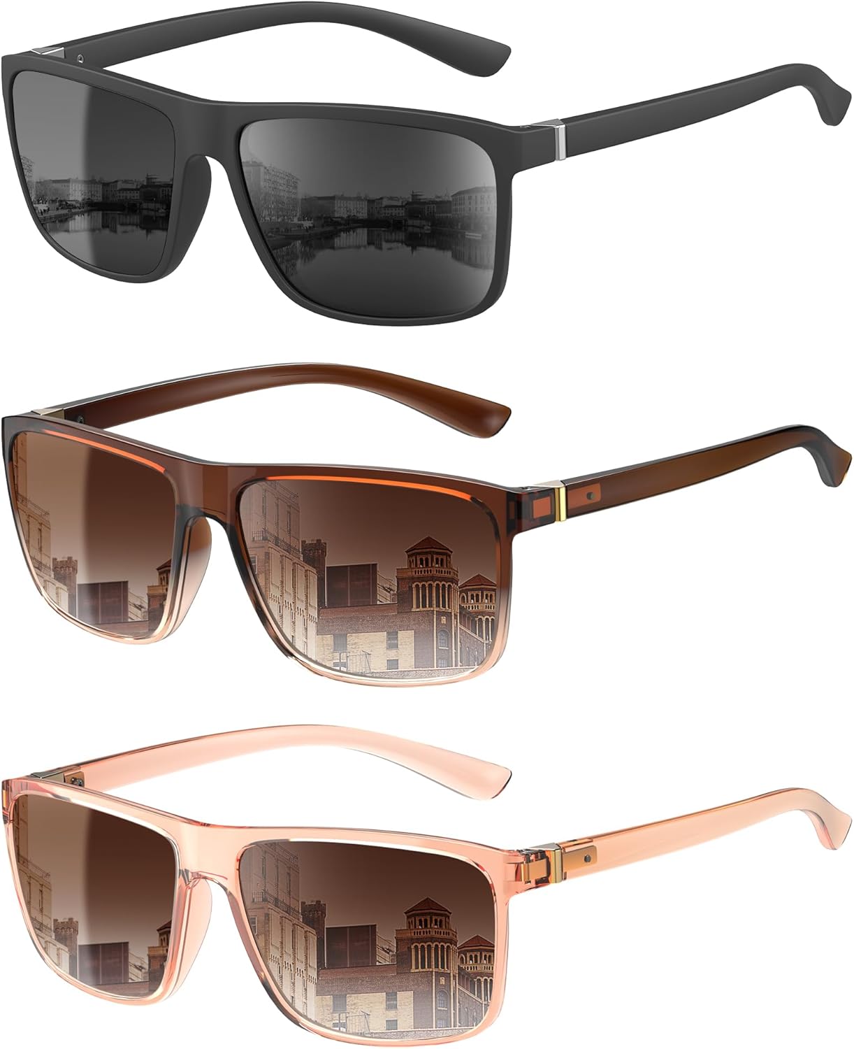 Поляризованные солнцезащитные очки KALIYADI для мужчин и женщин, мужские солнцезащитные очки с защитой UV400 для вождения, рыбалки, гольфа (3 шт.), (3 Pack) Black/Transparent Brown/Gradient Brown
Поляризованные солнцезащитные очки KALIYADI для мужчин и женщин, мужские солнцезащитные очки с защитой UV400 для вождения, рыбалки, гольфа (3 шт.), (3 Pack) Black/Transparent Brown/Gradient Brown