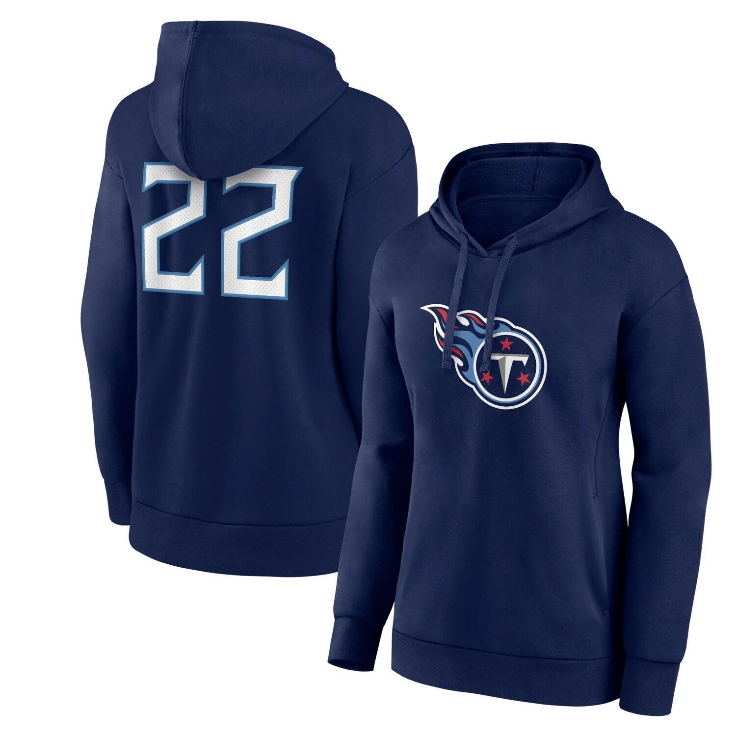 Женский пуловер с капюшоном и логотипом Fanatics Derrick Генри Navy Tennessee Titans со значком игрока, именем и номером Fanatics
Женский пуловер с капюшоном и логотипом Fanatics Derrick Генри Navy Tennessee Titans со значком игрока, именем и номером Fanatics