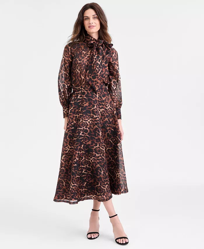 Женская блузка и юбка с леопардовым принтом и воротником-стойкой Anne Klein, черный
Женская блузка и юбка с леопардовым принтом и воротником-стойкой Anne Klein, черный