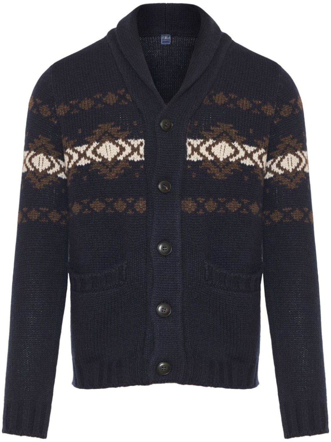 Кардиган fair isle-intarsia Fedeli, синий 
Кардиган fair isle-intarsia Fedeli, синий