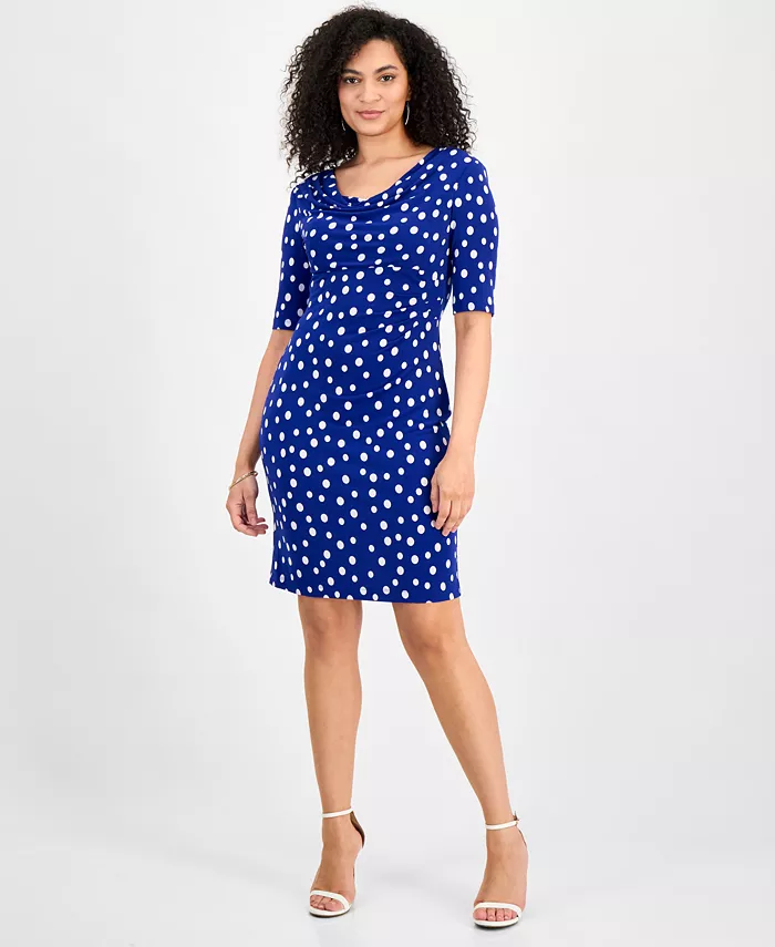 Женское платье-футляр с драпированным вырезом в горошек Connected, синий
Женское платье-футляр с драпированным вырезом в горошек Connected, синий