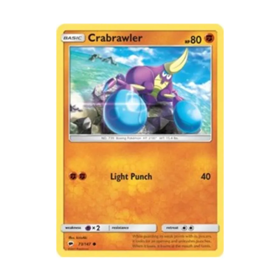 CCG Краброулер (C) #73, Pokemon - Sun & Moon - Burning Shadows - Singles
CCG Краброулер (C) #73, Pokemon - Sun & Moon - Burning Shadows - Singles