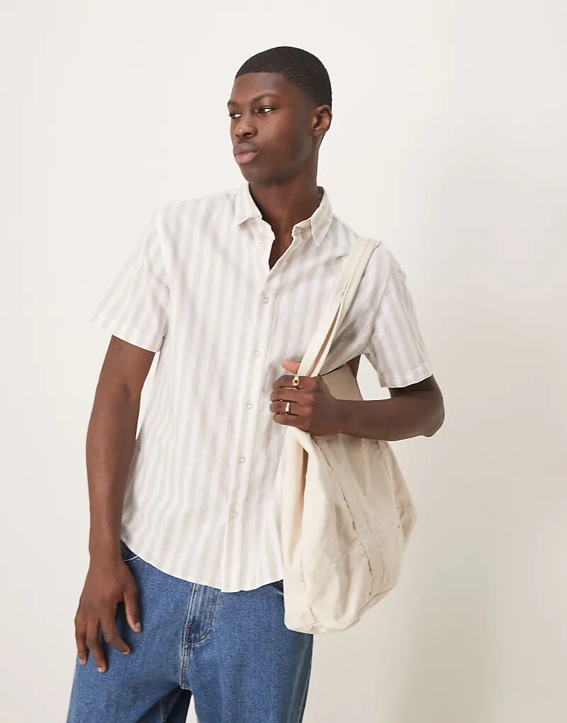 Рубашка с короткими рукавами из льняной смеси Selected Homme в кремовую полоску
Рубашка с короткими рукавами из льняной смеси Selected Homme в кремовую полоску