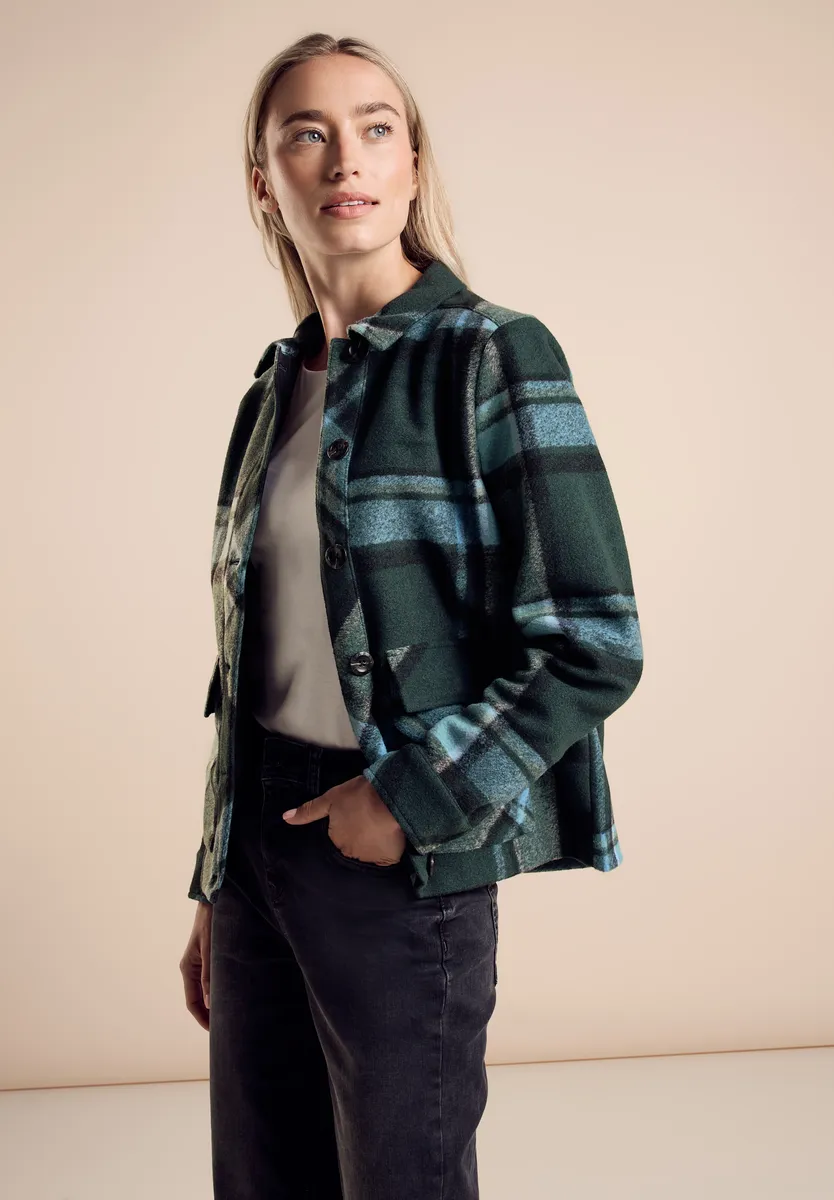 STREET ONE шерстяная куртка без капюшона в клетку, зеленый
STREET ONE шерстяная куртка без капюшона в клетку, зеленый