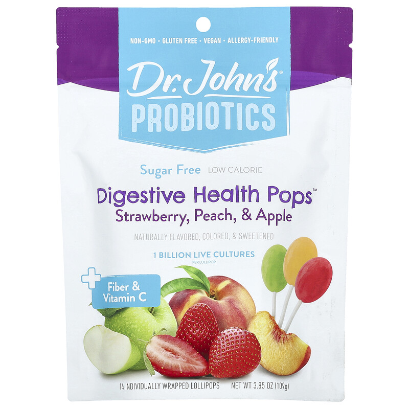 Dr. John's Healthy Sweets, Probiotics, Digestive Health Pops , + клетчатка и витамин C, клубника, персик и яблоко, 14 леденцов на палочке в индивидуальной упаковке, 109 г (3,85 унции)
Dr. John's Healthy Sweets, Probiotics, Digestive Health Pops , + клетчатка и витамин C, клубника, персик и яблоко, 14 леденцов на палочке в индивидуальной упаковке, 109 г (3,85 унции)